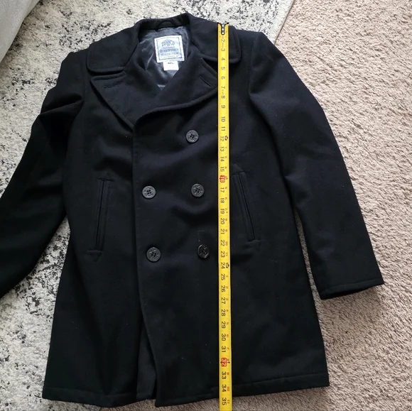 Vintage Quarterdeck U.S. Navy Man's Overcoat DSCP Wool Peacoat Men's 42L Black - Picture 7 of 8